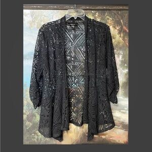 Style & Co. size small Black crochet 3/4 sleeves open front Cardigan